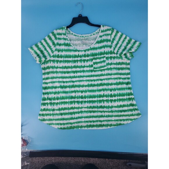 Womens Tie Dye Tee Geen Sz 16 Lightweight Summer Short Sleeve Lane Bryant - Picture 3 of 10